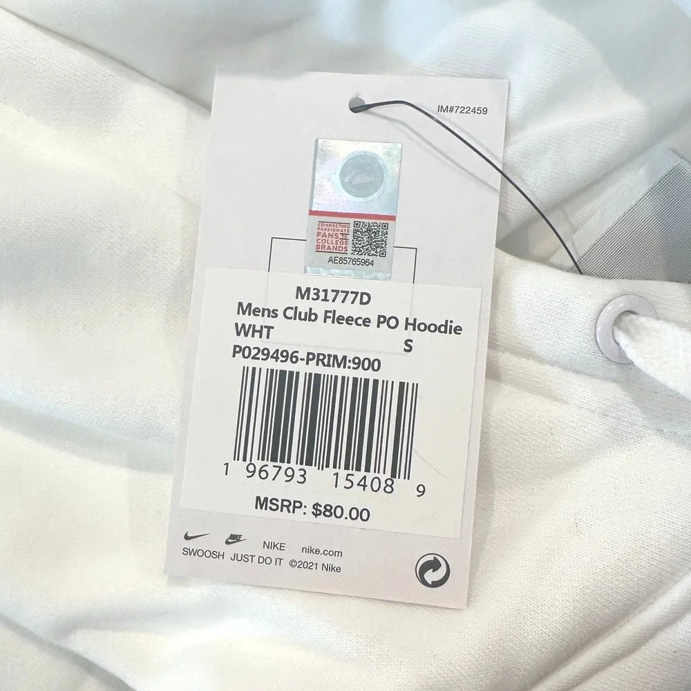 Nike Coach Prime Club Fleece Hoodie White - Small **NEW**
